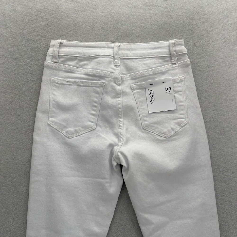 Vervet Skinny Jeans Womens 27 Mid Rise White Distressed Raw Hem Stretch Denim - Picture 11 of 15